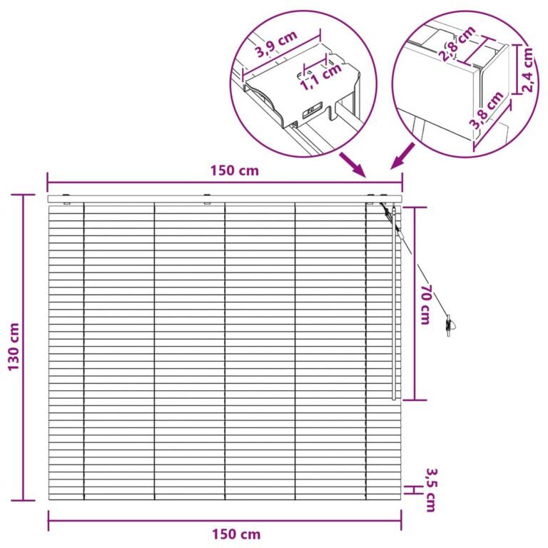 vidaXL Venecijos žaliuzės Ąžuolo išvaizda 150 x 130 cm 35 mm – nuotrauka 9 vidaXL Venecijos žaliuzės Ąžuolo išvaizda 150 x 130 cm 35 mm – produkto nuotrauka 9