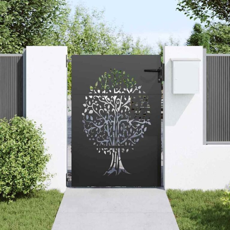 vidaXL Sodo vartai 85 x 150 cm Juoda Užrakintas – produkto nuotrauka 3