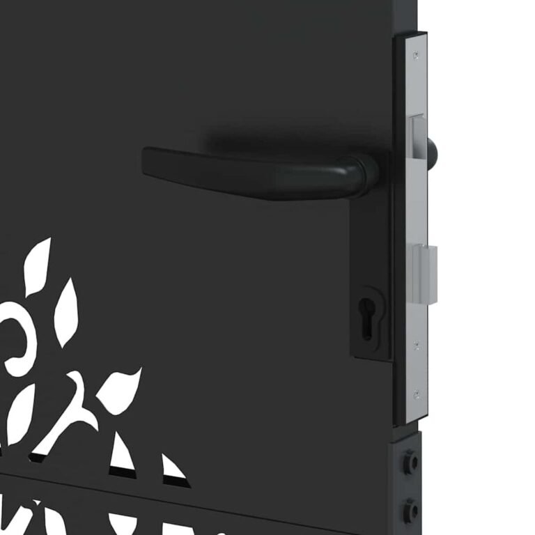 vidaXL Sodo vartai 85 x 150 cm Juoda Užrakintas – produkto nuotrauka 7