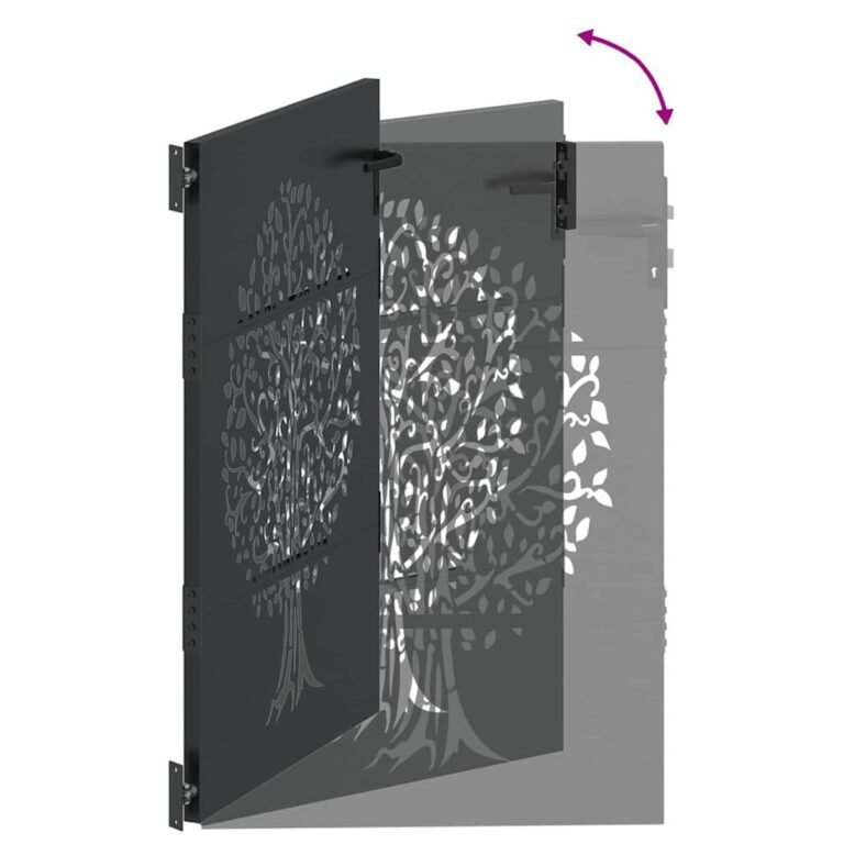 vidaXL Sodo vartai 85 x 150 cm Juoda Užrakintas – produkto nuotrauka 9