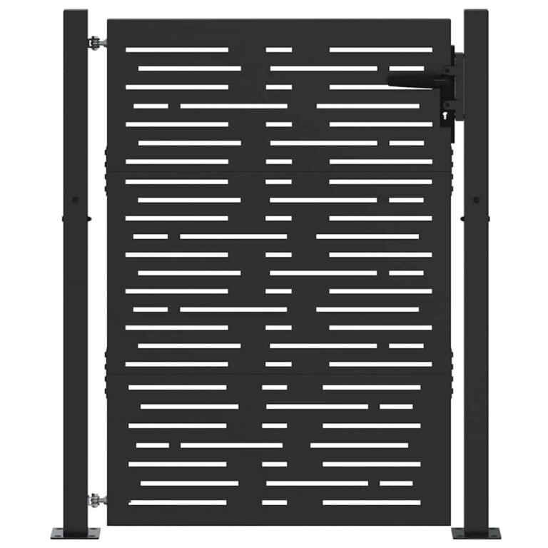 vidaXL Sodo vartai Juoda 110 x 130 cm Milteliniu būdu dengtas plienas vidaXL Sodo vartai Juoda 110 x 130 cm Milteliniu būdu dengtas plienas