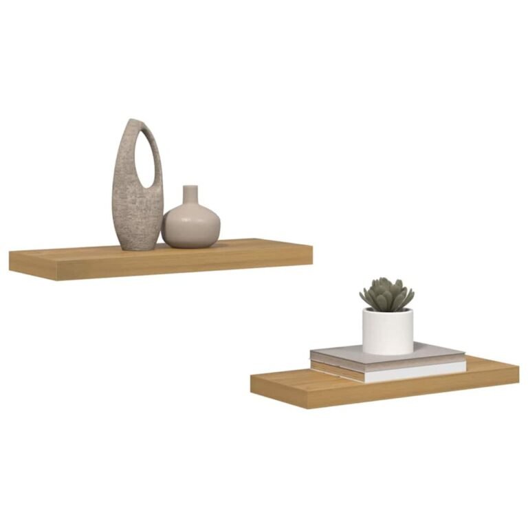 vidaXL Sieninė lentyna 2 vnt. Ruda 60 x 23,5 x 3,8 cm Apdirbta mediena – produkto nuotrauka 3