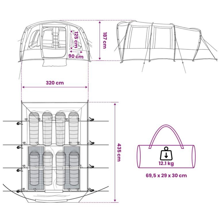 vidaXL Tunelinė palapinė Alyvuogių žalia 427 x 315 x 178 cm – produkto nuotrauka 13