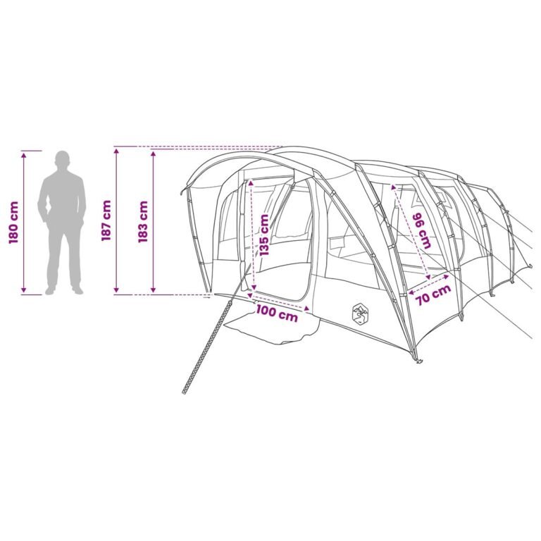 vidaXL Tunelinė palapinė Alyvuogių žalia 427 x 315 x 178 cm – produkto nuotrauka 14