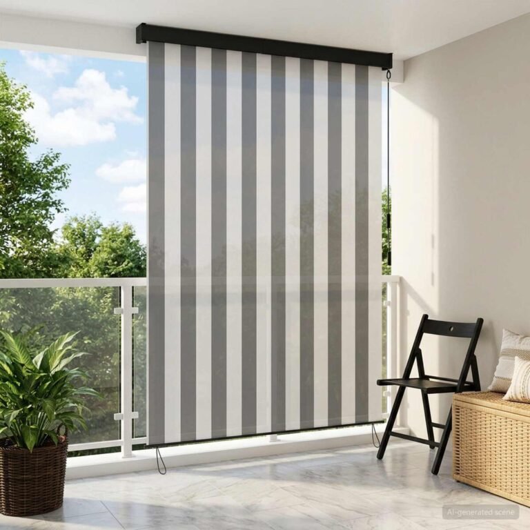 vidaXL Roletas Antracito ir baltos 100 x 250 cm Audinys ir aliuminis – produkto nuotrauka 2