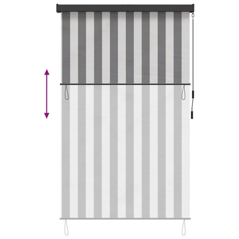 vidaXL Roletas Antracito ir baltos 100 x 250 cm Audinys ir aliuminis – produkto nuotrauka 8