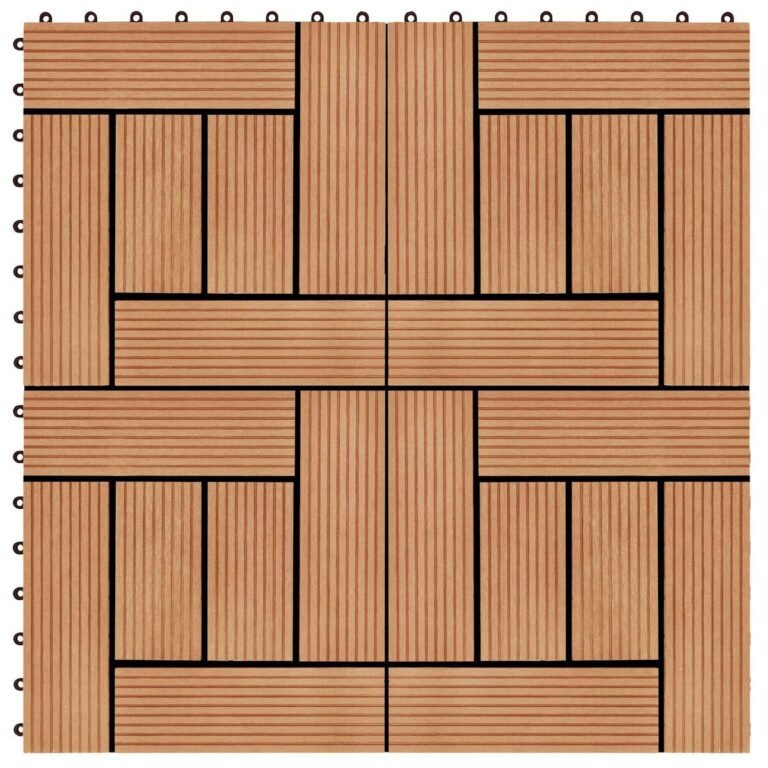 vidaXL Terasinė Plytelė 11 vnt. Tikmedis 30 x 30 cm WPC – produkto nuotrauka 4
