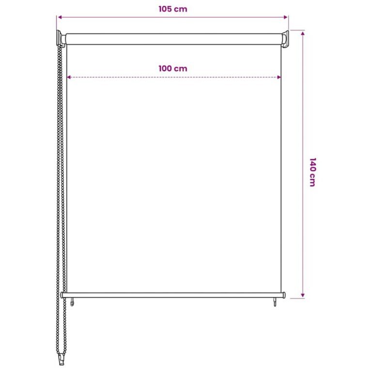 vidaXL Lauko roletas, 105 (plotis) x 140 (aukštis) cm, kreminės spalvos – produkto nuotrauka 5