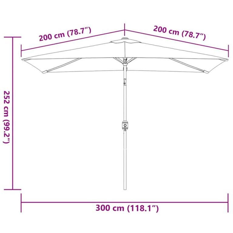 Lauko skėtis – 300×200 cm, antracito spalva – produkto nuotrauka 8
