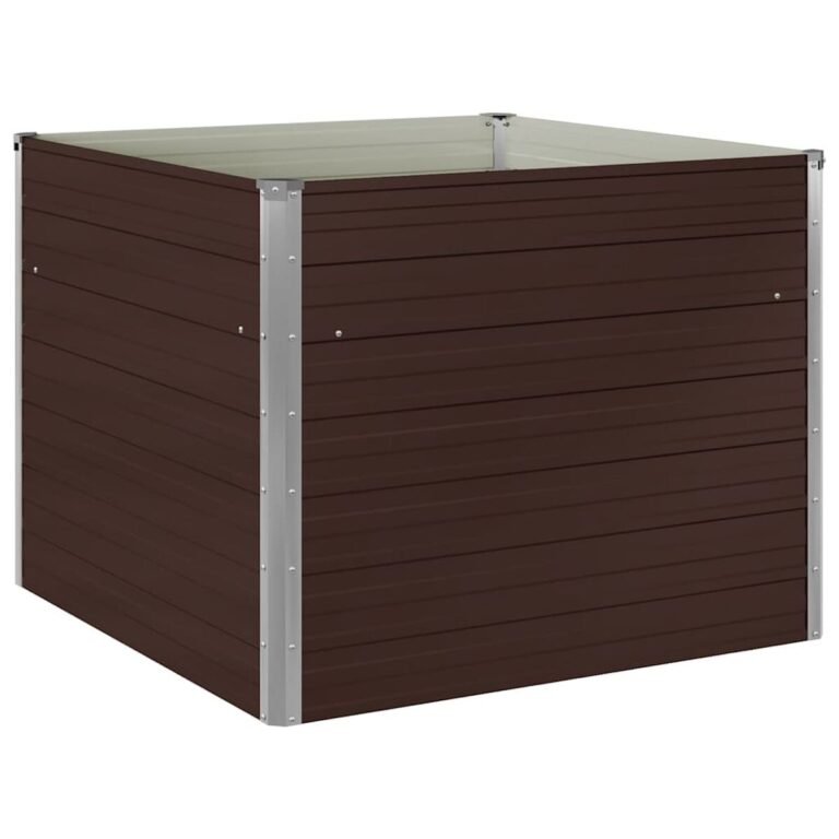 vidaXL Pakeltas sodo lovelis, rudas, 100x100x77cm, galvan. plienas