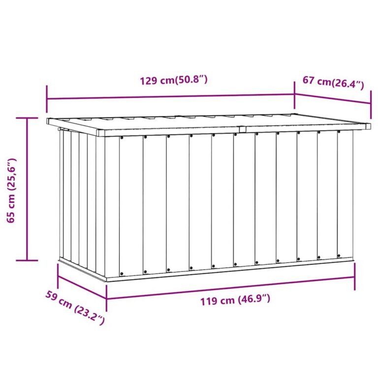 Lauko daiktadėžė – 129×67×65 cm, antracito spalva – produkto nuotrauka 10