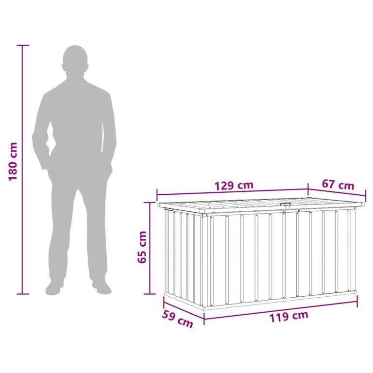Lauko daiktadėžė – 129×67×65 cm, antracito spalva – produkto nuotrauka 11