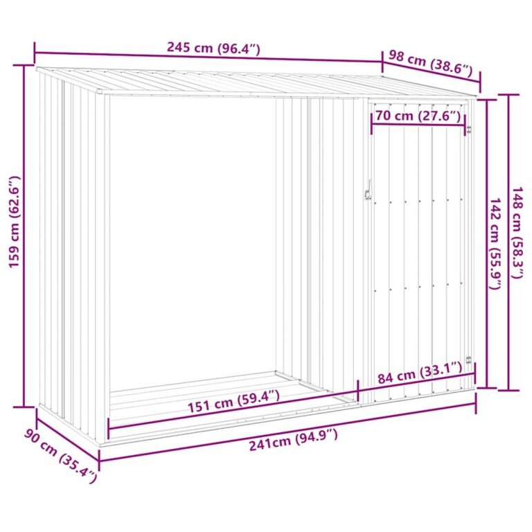 Sodo namelis – 245×98×159 cm, antracito spalva – produkto nuotrauka 11