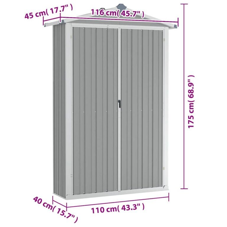 Sodo namelis – 116×45×175 cm, pilka spalva – produkto nuotrauka 9