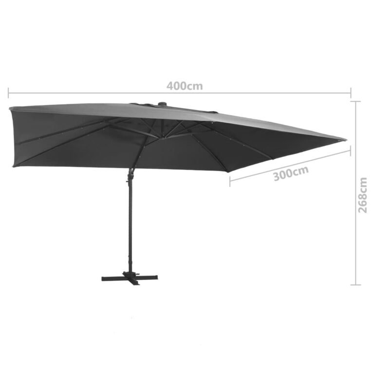 Lauko skėtis – 400×300 cm, antracito spalva – produkto nuotrauka 9