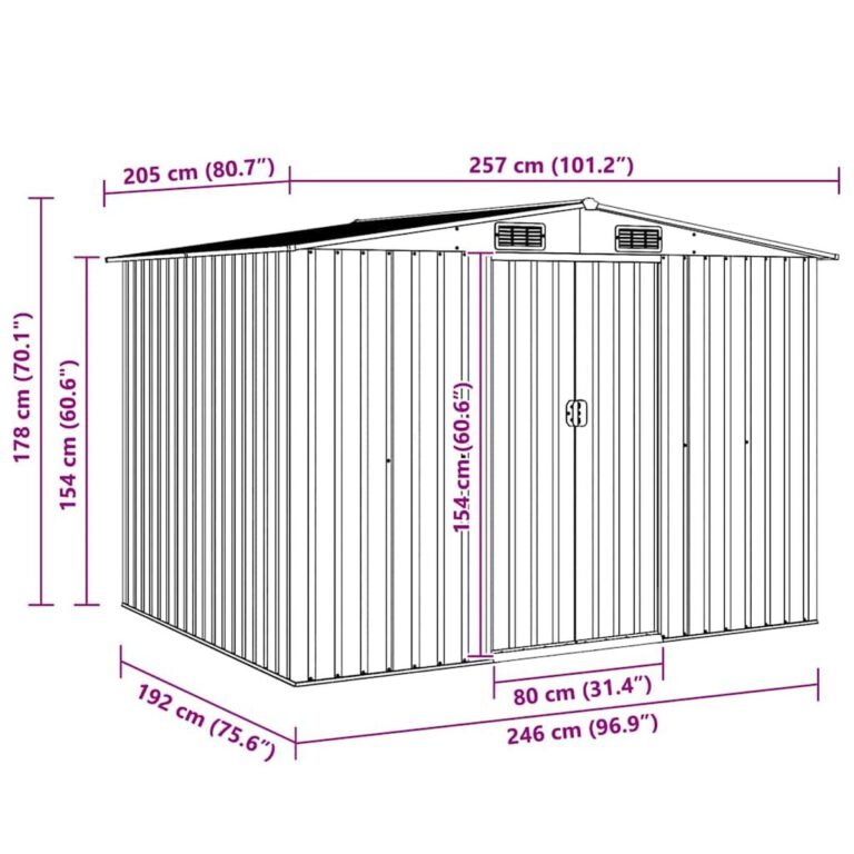 Daiktų laikymo prekė – 257×205×178 cm, antracito spalva – nuotrauka 11 Daiktų laikymo prekė – 257×205×178 cm, antracito spalva – produkto nuotrauka 11