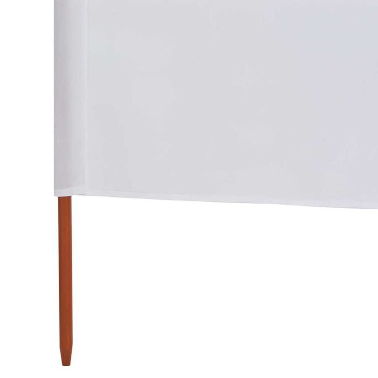 vidaXL Uždanga nuo vėjo, 3 plokštės, smėlio balta, 400x160cm, audinys – nuotrauka 4 vidaXL Uždanga nuo vėjo, 3 plokštės, smėlio balta, 400x160cm, audinys – produkto nuotrauka 4