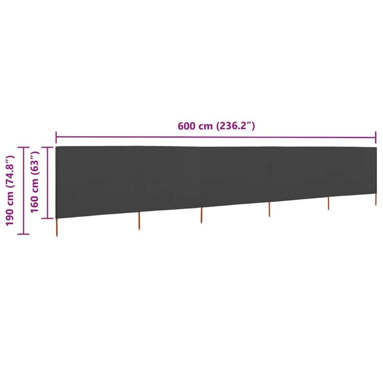 Vėjo užtvara – 600×160 cm, antracito spalva – produkto nuotrauka 6