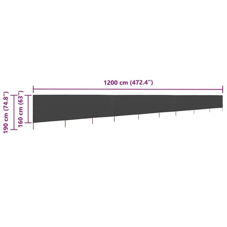 Vėjo užtvara – 1200×160 cm, antracito spalva – produkto nuotrauka 6