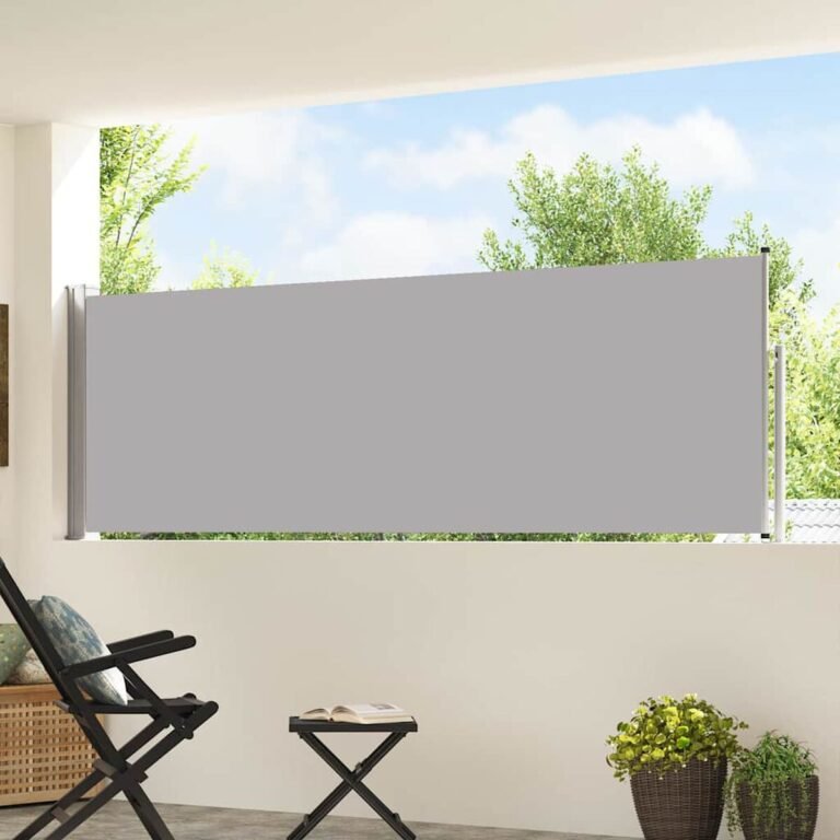 Ištraukiama šoninė markizė – 100×514 cm, pilka spalva – produkto nuotrauka 3