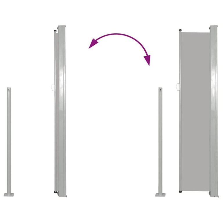 Ištraukiama šoninė markizė – 100×514 cm, pilka spalva – produkto nuotrauka 6