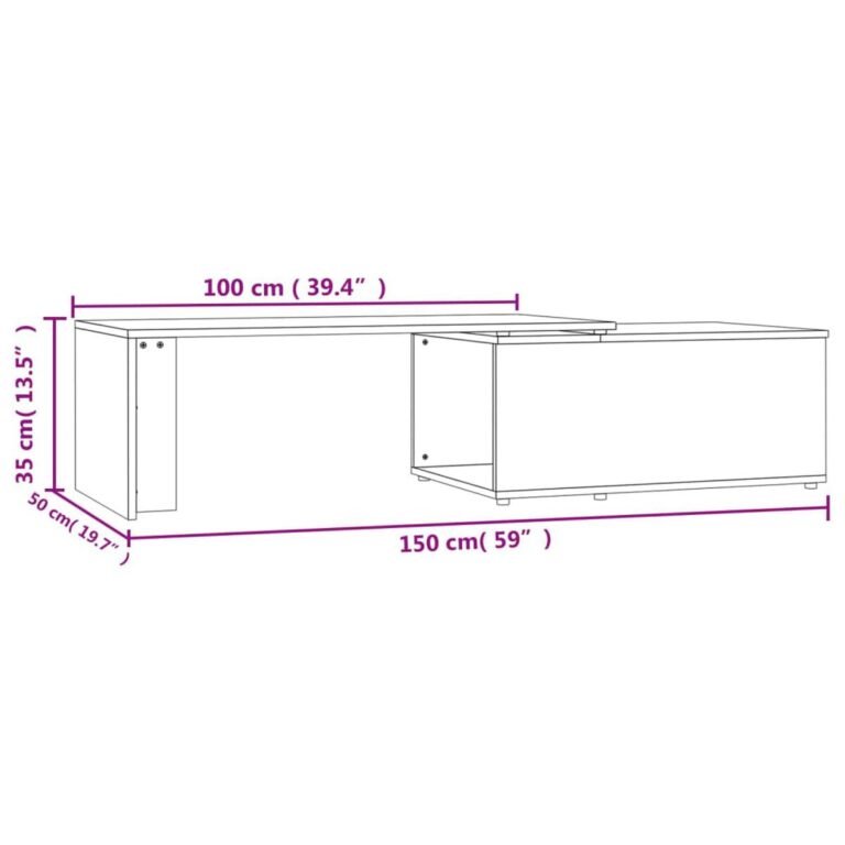 Kavos staliukas – 150×50×35 cm, pilka spalva – nuotrauka 12 Kavos staliukas – 150×50×35 cm, pilka spalva – produkto nuotrauka 12