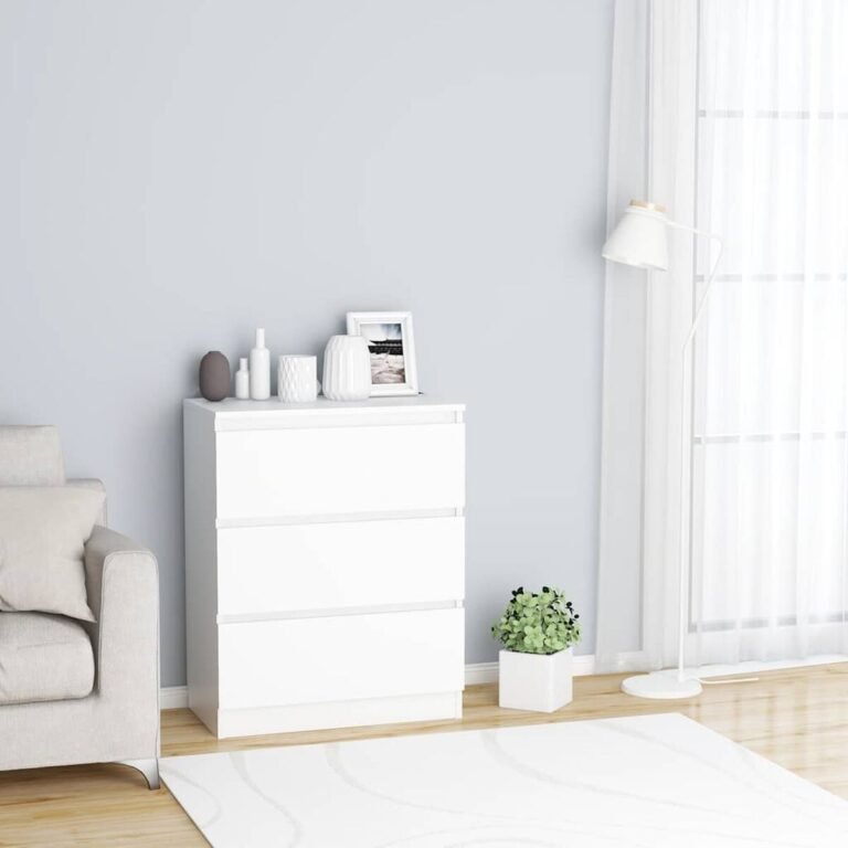 vidaXL Šoninė spintelė, baltos spalvos, 60x35x76cm, apdirbta mediena – produkto nuotrauka 3