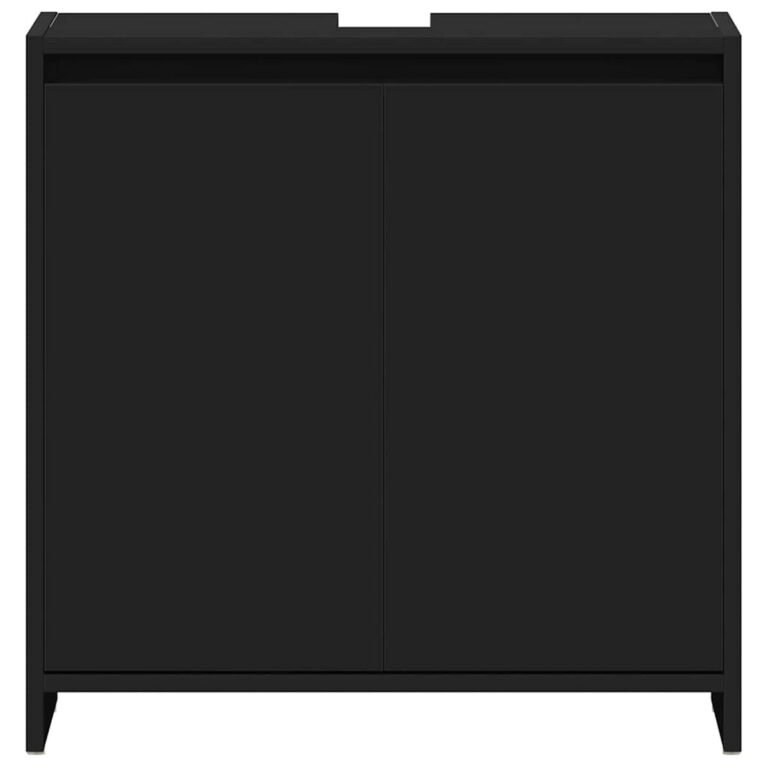 vidaXL Vonios kambario spintelė, juoda, 60x33x60cm, apdirbta mediena – produkto nuotrauka 6