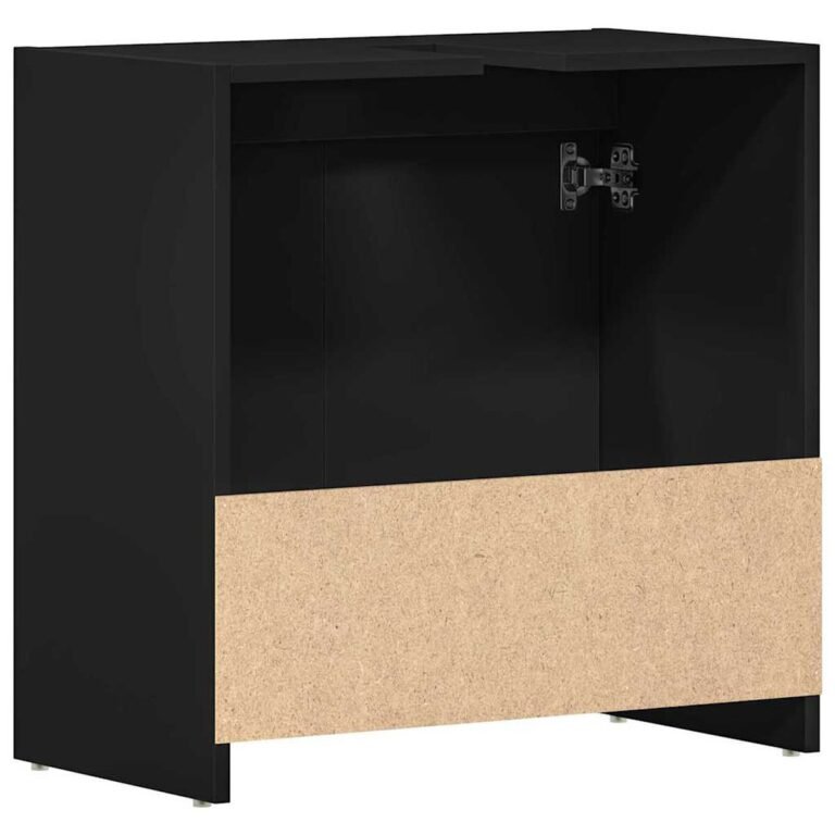 vidaXL Vonios kambario spintelė, juoda, 60x33x60cm, apdirbta mediena – produkto nuotrauka 8