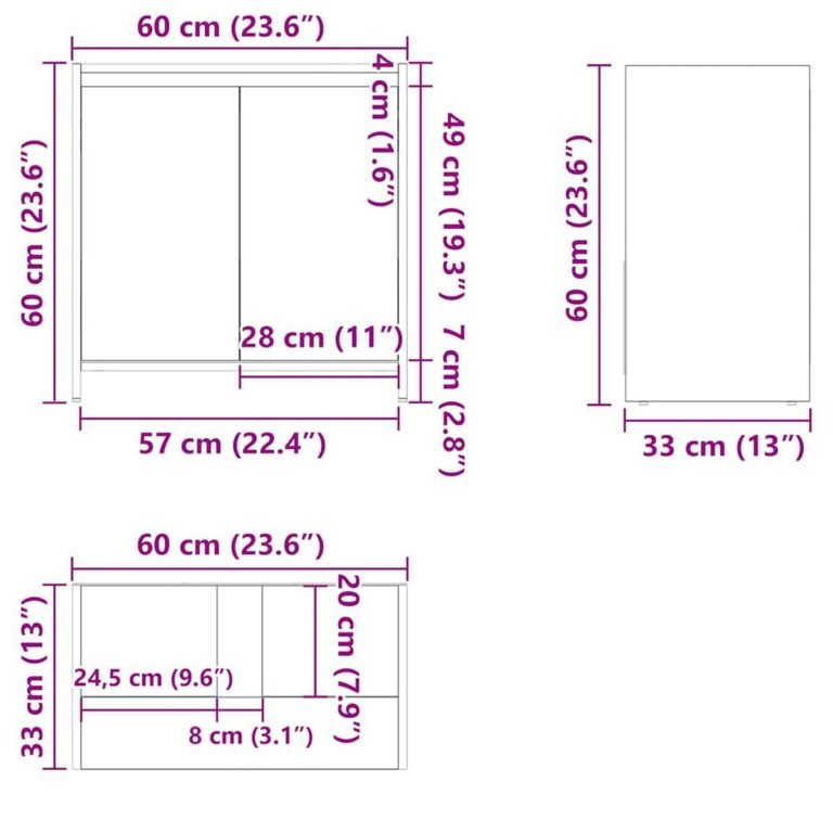 vidaXL Vonios kambario spintelė, juoda, 60x33x60cm, apdirbta mediena – produkto nuotrauka 14