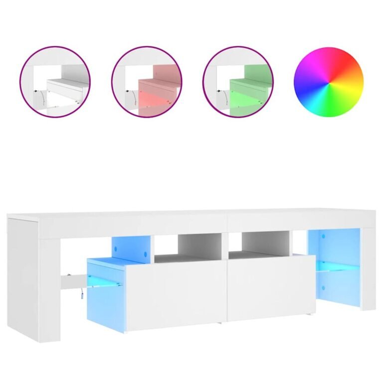 vidaXL Televizoriaus spintelė su LED apšvietimu, balta, 140x36,5x40cm