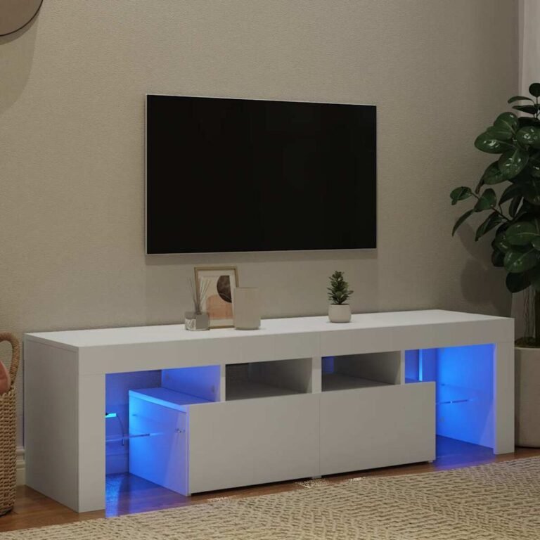 vidaXL Televizoriaus spintelė su LED apšvietimu, balta, 140x36,5x40cm – produkto nuotrauka 2