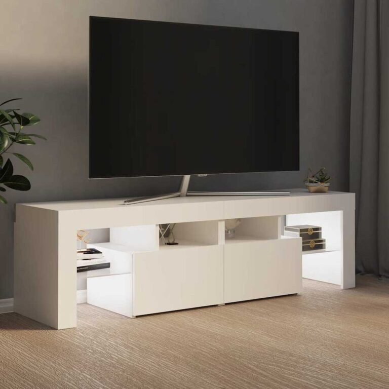 vidaXL Televizoriaus spintelė su LED apšvietimu, balta, 140x36,5x40cm – produkto nuotrauka 3