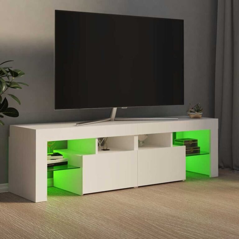 vidaXL Televizoriaus spintelė su LED apšvietimu, balta, 140x36,5x40cm – produkto nuotrauka 4