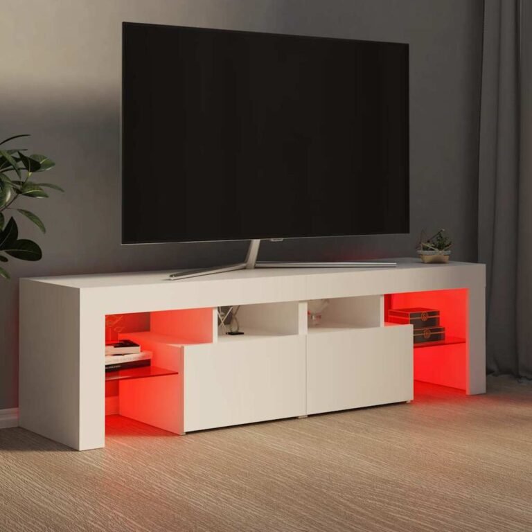 vidaXL Televizoriaus spintelė su LED apšvietimu, balta, 140x36,5x40cm – produkto nuotrauka 5