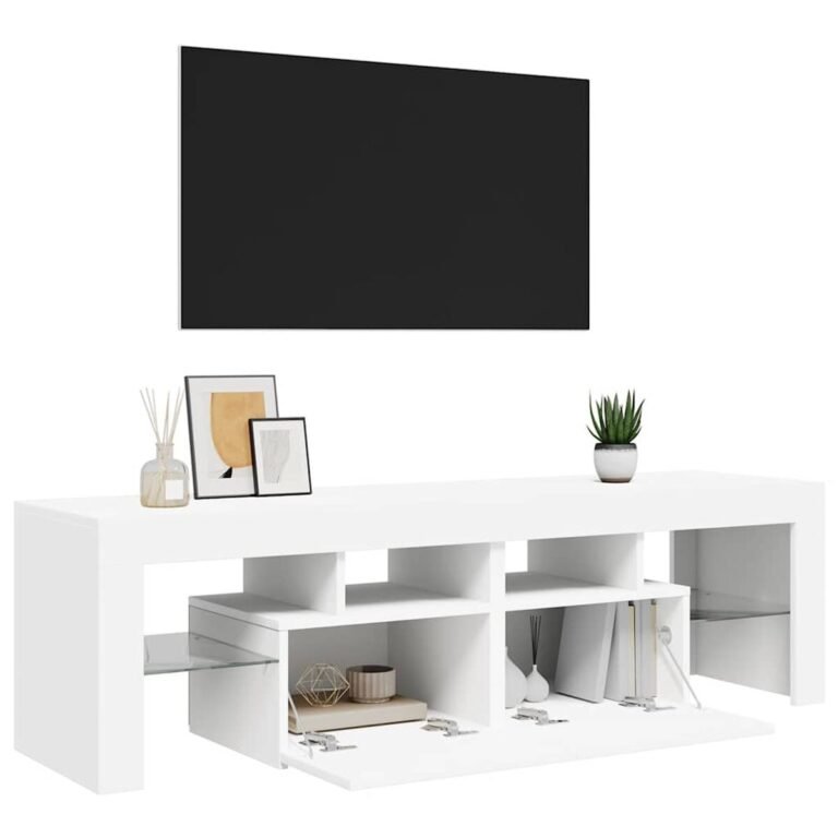 vidaXL Televizoriaus spintelė su LED apšvietimu, balta, 140x36,5x40cm – produkto nuotrauka 6