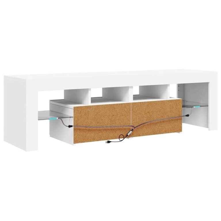 vidaXL Televizoriaus spintelė su LED apšvietimu, balta, 140x36,5x40cm – produkto nuotrauka 11