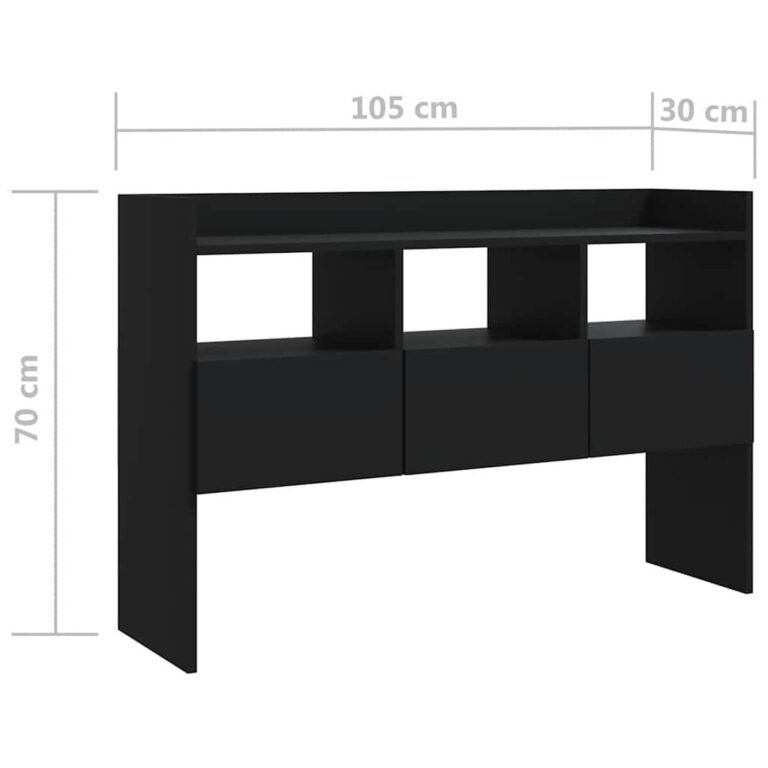 Komoda – 105×30×70 cm, juoda spalva – produkto nuotrauka 8
