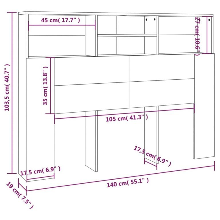 Lovos galvūgalis – 140×19×103,5 cm, balta spalva – produkto nuotrauka 7