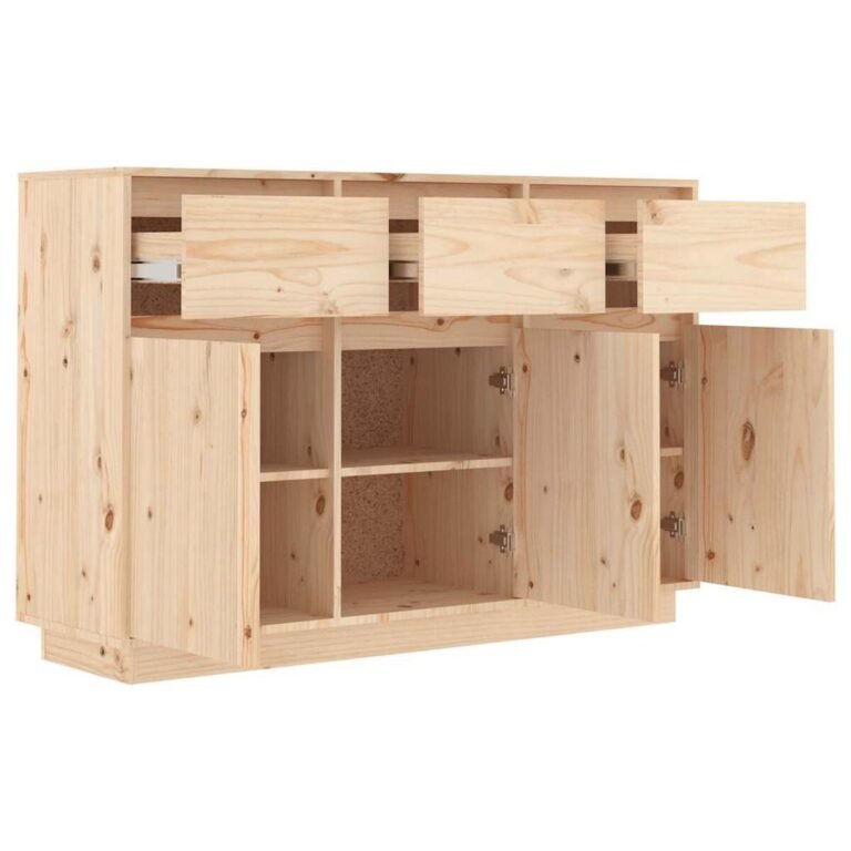 vidaXL Šoninė spintelė, 111x36x75cm, pušies medienos masyvas – produkto nuotrauka 4
