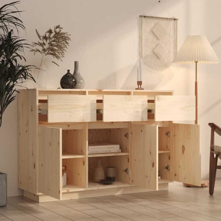 vidaXL Šoninė spintelė, 111x36x75cm, pušies medienos masyvas – produkto nuotrauka 6