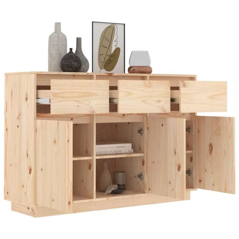 vidaXL Šoninė spintelė, 111x36x75cm, pušies medienos masyvas – produkto nuotrauka 7