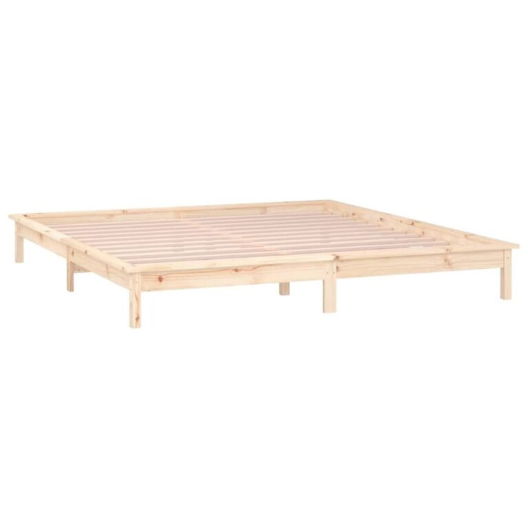 vidaXL Lovos rėmas su LED, 180x200cm, medienos masyvas, itin didelis – produkto nuotrauka 5