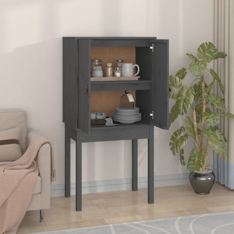 vidaXL Komoda, pilkos spalvos, 60x40x120cm, pušies medienos masyvas – produkto nuotrauka 2