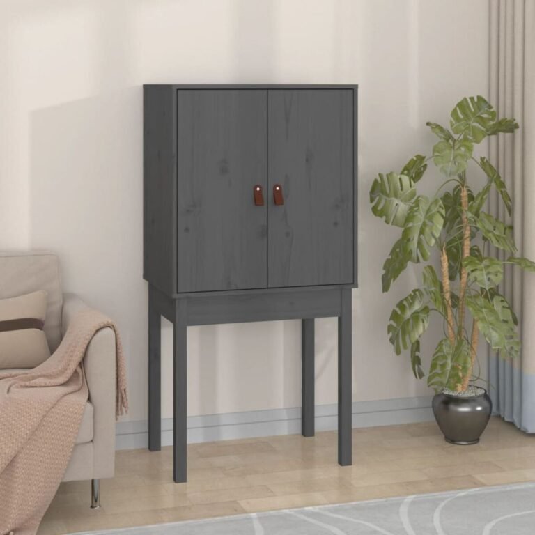 vidaXL Komoda, pilkos spalvos, 60x40x120cm, pušies medienos masyvas – produkto nuotrauka 3