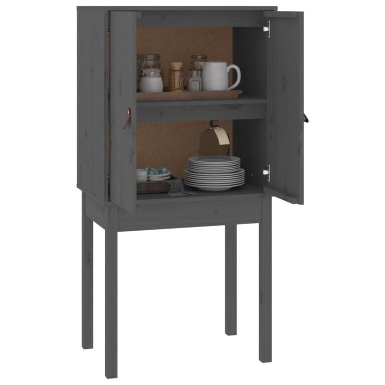 vidaXL Komoda, pilkos spalvos, 60x40x120cm, pušies medienos masyvas – produkto nuotrauka 4