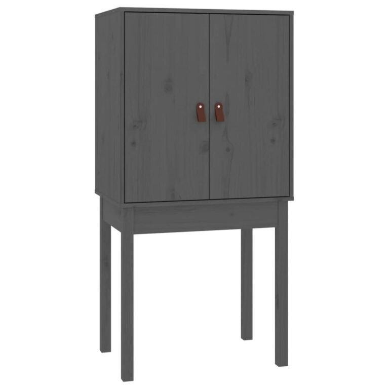vidaXL Komoda, pilkos spalvos, 60x40x120cm, pušies medienos masyvas – produkto nuotrauka 5