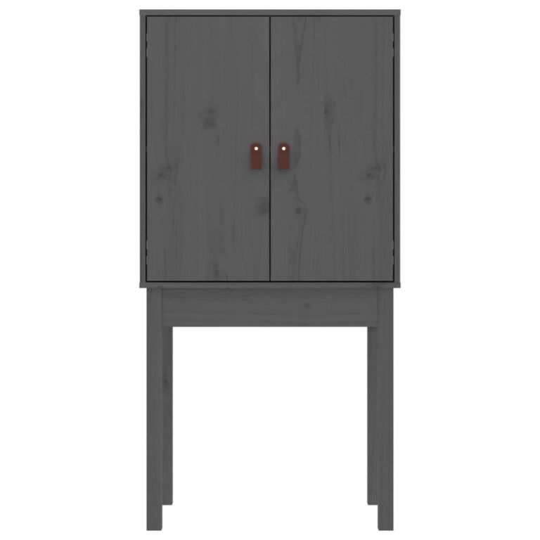 vidaXL Komoda, pilkos spalvos, 60x40x120cm, pušies medienos masyvas – produkto nuotrauka 6