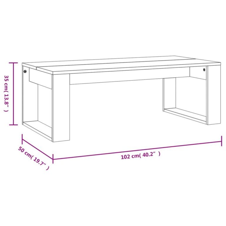 vidaXL Kavos staliukas, baltos spalvos, 102x50x35cm, apdirbta mediena – produkto nuotrauka 7
