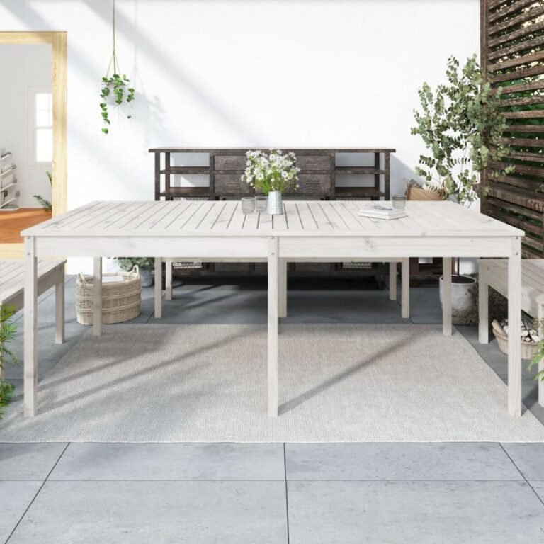 Lauko stalas – 203,5×100×76 cm, balta spalva – nuotrauka 2 Lauko stalas – 203,5×100×76 cm, balta spalva – produkto nuotrauka 2